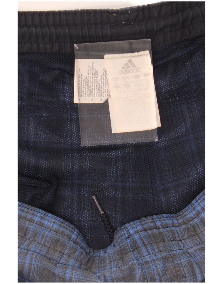 ADIDAS Mens Swimming Shorts Medium  Blue Check Polyester