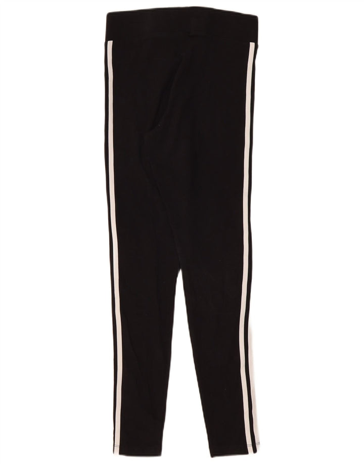 Adidas Damen Leggings UK 10 Small Schwarz Baumwolle