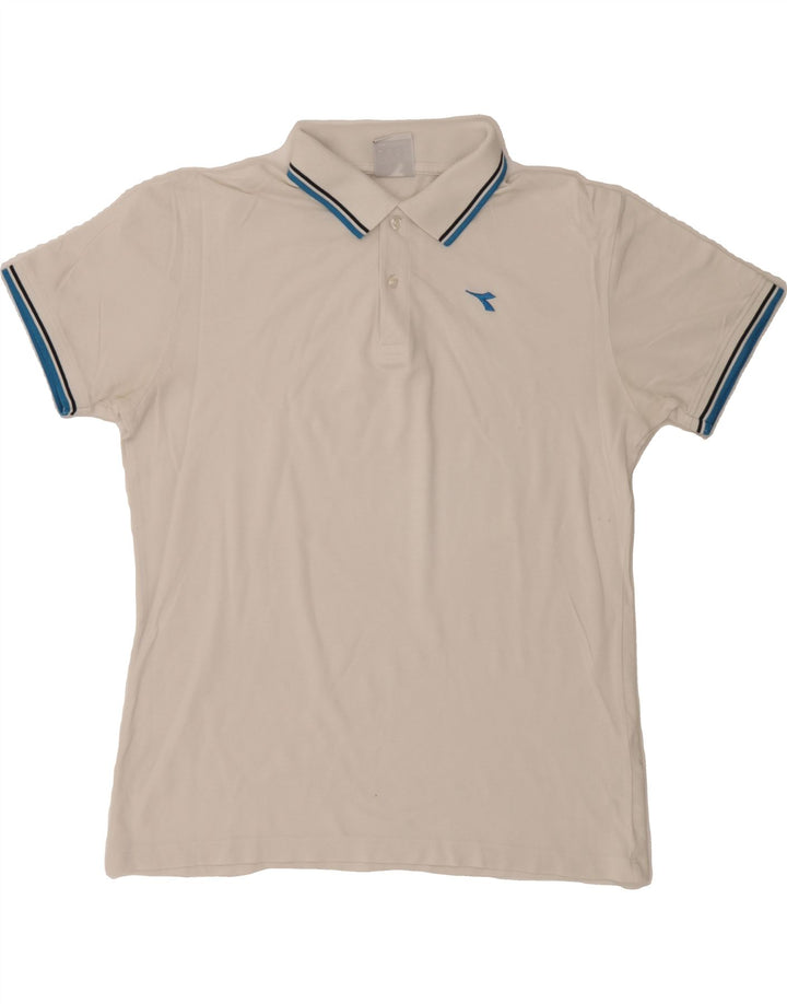 DIADORA Mens Polo Shirt Large White Cotton Vintage Diadora and Second-Hand Diadora from Messina Hembry 