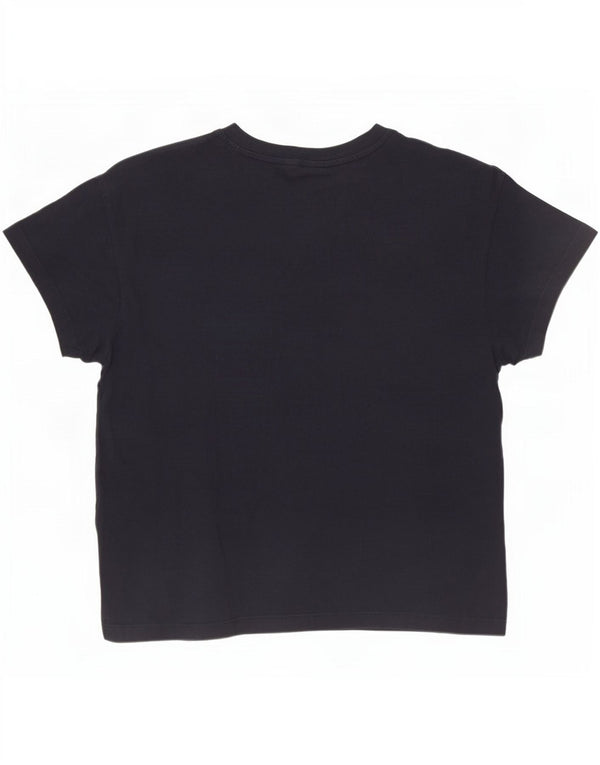 Champion Damen Grafik-T-Shirt-Oberteil UK 12 Medium Marineblau