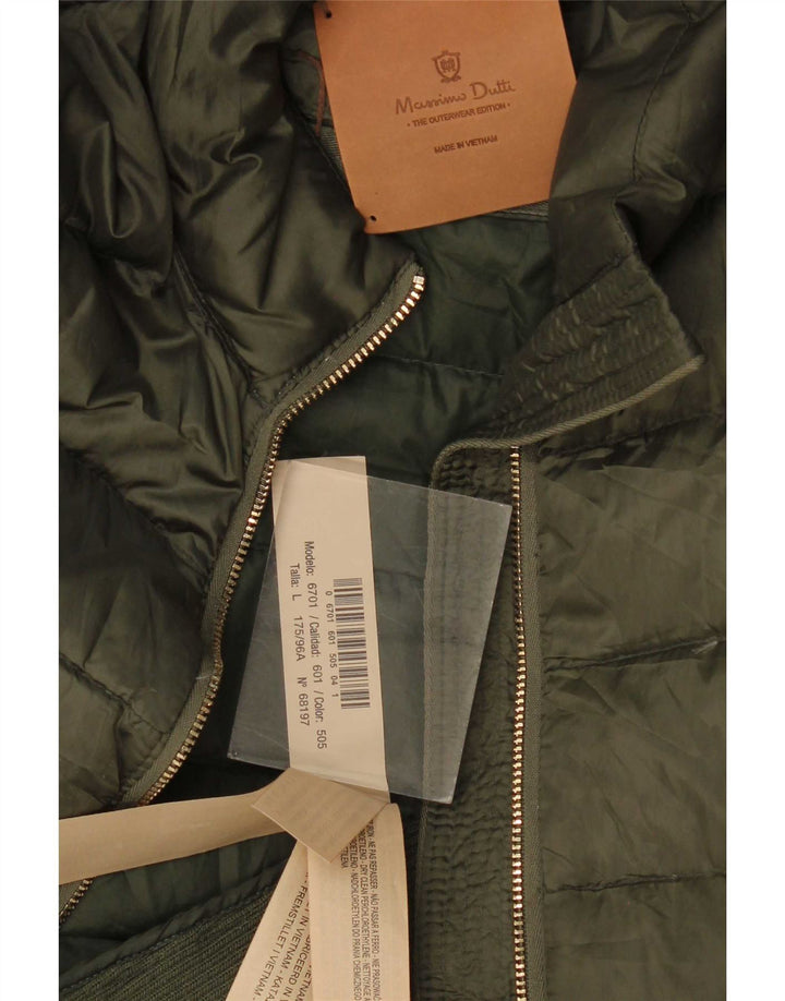 Massimo Dutti Damen Wattierte Jacke UK 14 Large Khaki Polyester