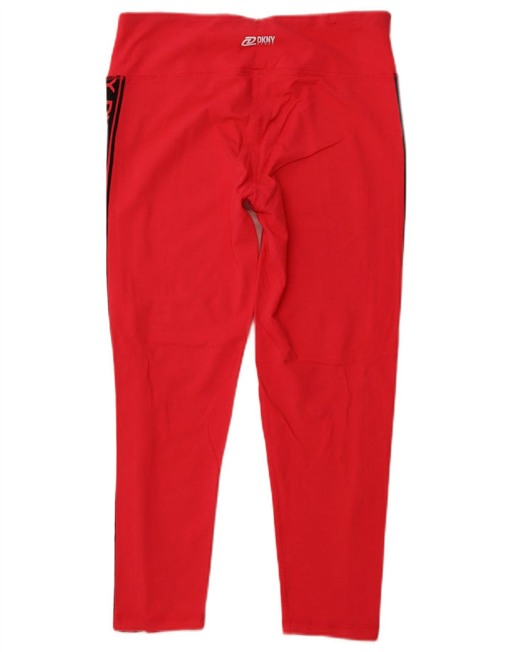 DKNY Damen-Capri-Leggings mit Grafik, UK 16, Größe L, Pink, Colourblock-Baumwolle