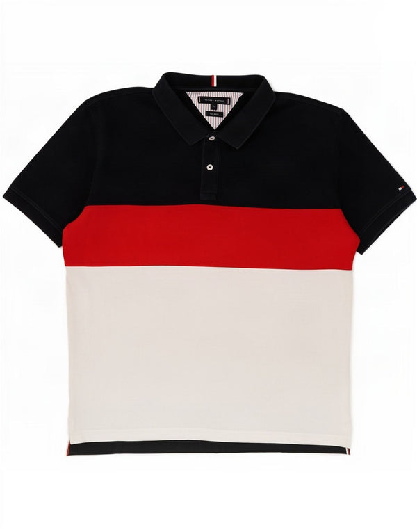 Tommy Hilfiger Herren-Poloshirt mit normaler Passform, XL, Marineblau, Blockfarben, Baumwolle