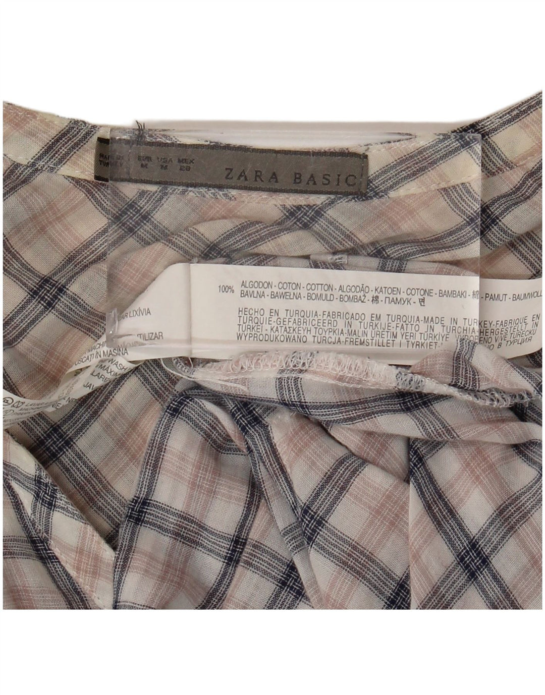 Zara Damen-Pullover-Hemdkleid, Größe M, mehrfarbig, kariert, Baumwolle