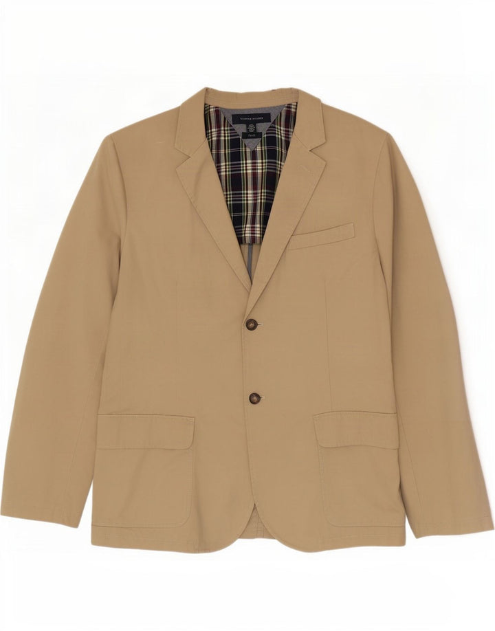 Tommy Hilfiger Herren-Blazer mit 2 Knöpfen und schmaler Passform, UK 40, Größe L, Beige