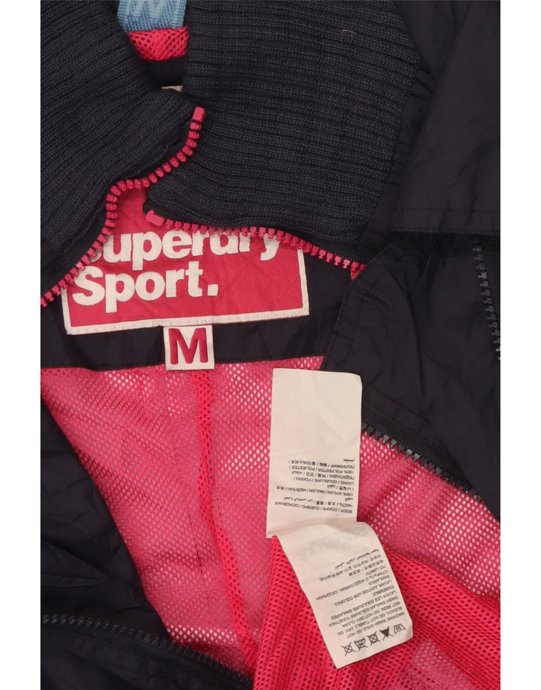 Superdry Zweireihige Regenjacke für Damen, UK 12, mittelmarineblaues Nylon