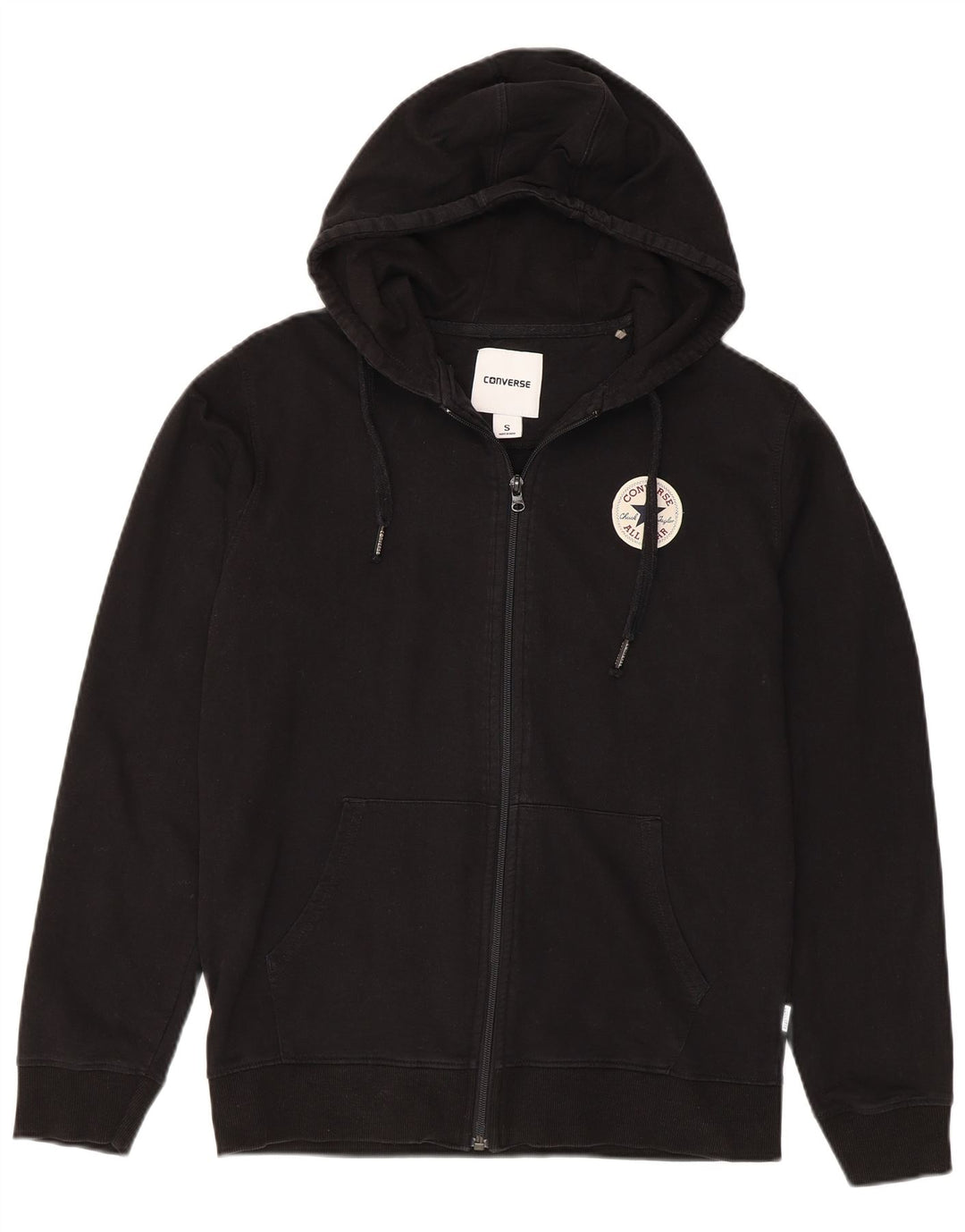 CONVERSE Herren-Kapuzenpullover mit Reißverschluss, klein, schwarze Baumwolle