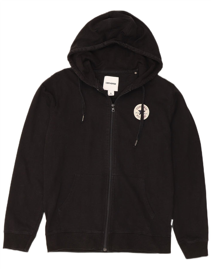 CONVERSE Herren-Kapuzenpullover mit Reißverschluss, klein, schwarze Baumwolle