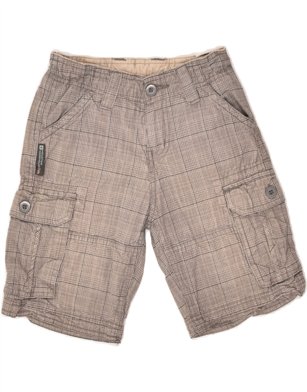 MOUNTAIN WAREHOUSE Cargo-Shorts für Jungen, 7–8 Jahre, W22, grau karierte Baumwolle