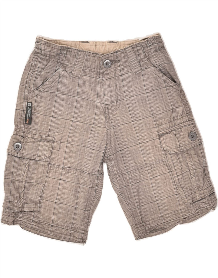 MOUNTAIN WAREHOUSE Cargo-Shorts für Jungen, 7–8 Jahre, W22, grau karierte Baumwolle