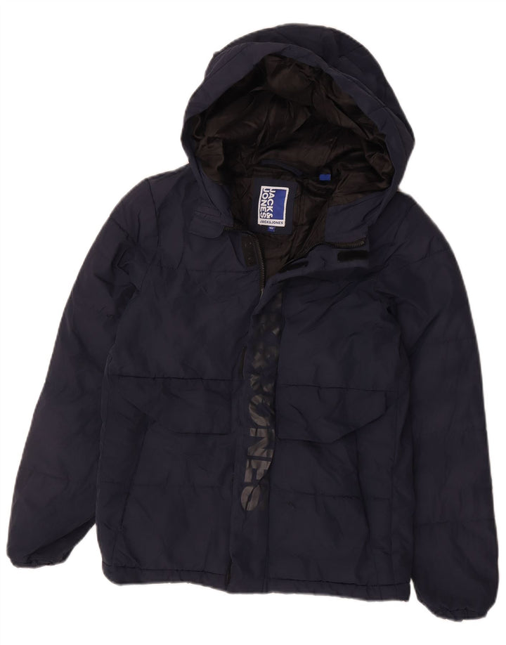 Jack & Jones Wattierte Jacke mit grafischer Kapuze für Jungen, 11–12 Jahre, Marineblau