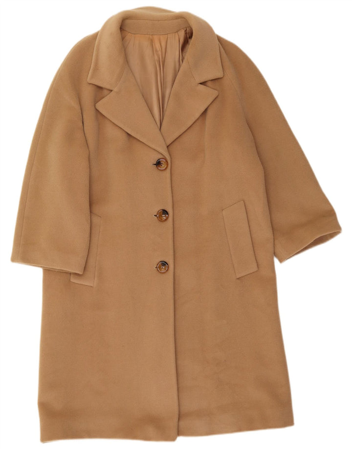 Vintage Damen Übergroßer Mantel IT 40 Kleine Beige Wolle