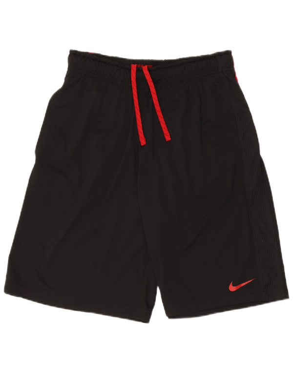Nike Damen Dri Fit Sport Shorts UK 12 Mittelschwarzes Colourblock-Polyester