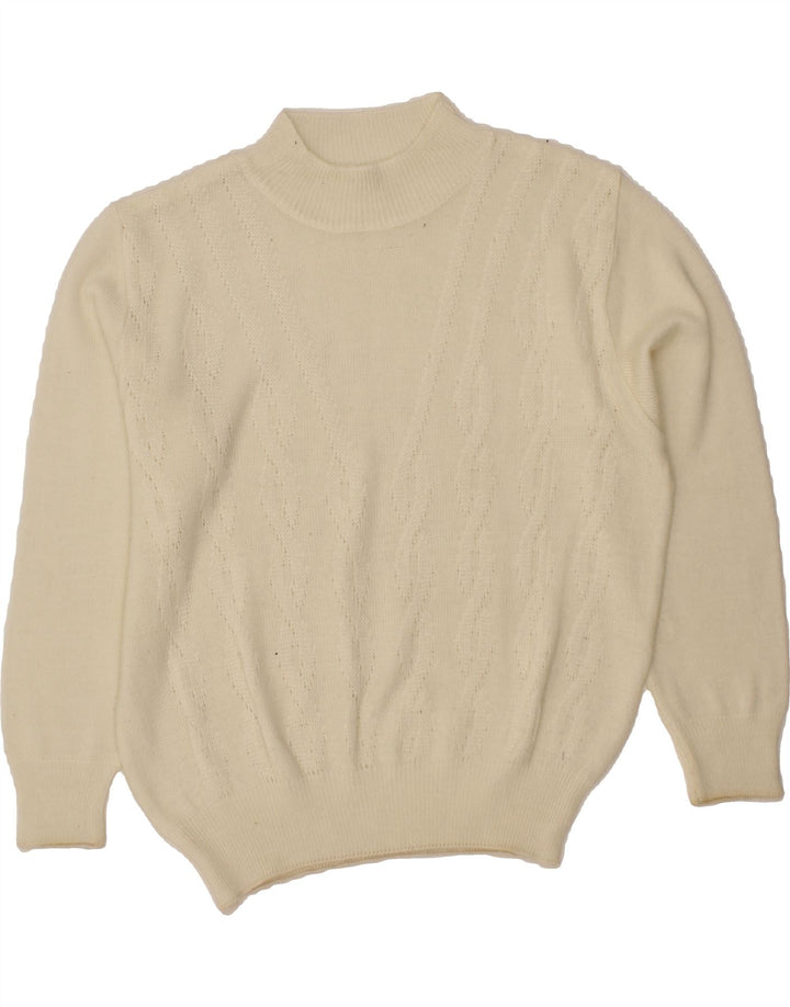 VINTAGE Womens Turtle Neck Jumper Sweater IT 44 Medium Off White Vintage Vintage and Second-Hand Vintage from Messina Hembry 
