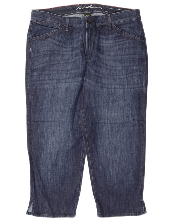 EDDIE BAUER Damen Curvy Capri Jeans US 16 2XL W38 L23 Blaue Baumwolle