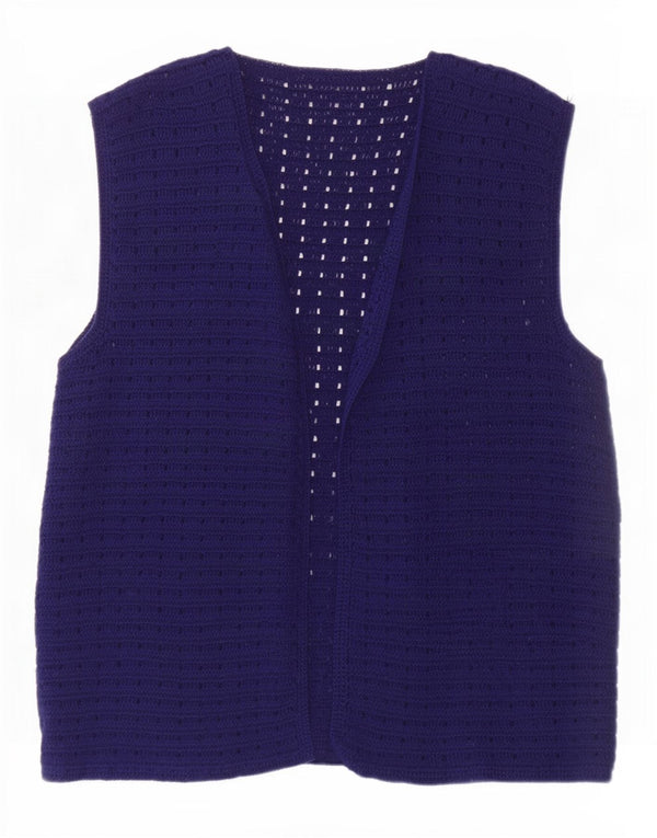 Vintage Damen Ärmelloser Cardigan Pullover UK 16 Groß Marineblau