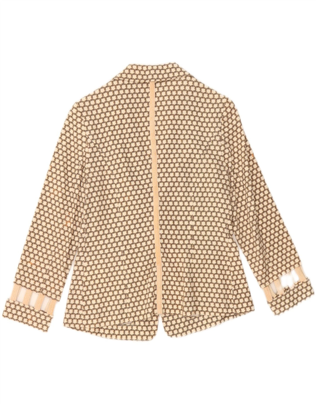 BADOO Womens 2 Button Blazer Jacket UK 10 Small Beige Floral Vintage Badoo and Second-Hand Badoo from Messina Hembry 