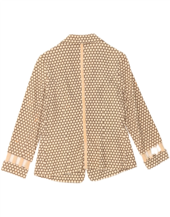 BADOO Womens 2 Button Blazer Jacket UK 10 Small Beige Floral Vintage Badoo and Second-Hand Badoo from Messina Hembry 
