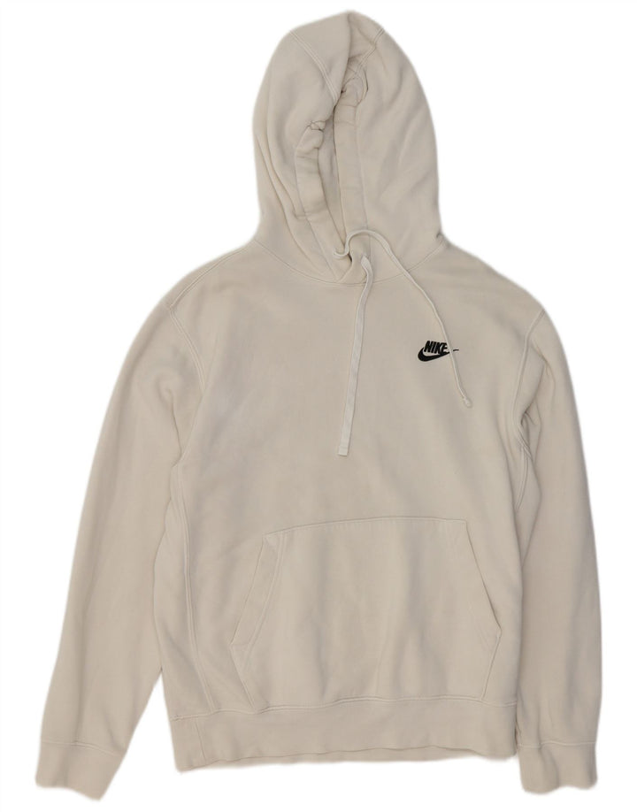 NIKE Mens Hoodie Jumper Small White Cotton