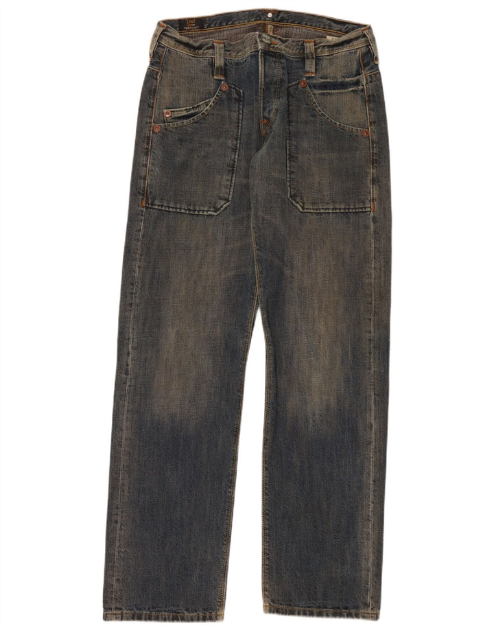 Lee Herren Straight Jeans W34 L34 Blaue Baumwolle