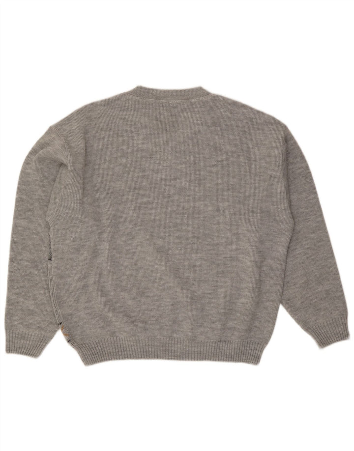 VINTAGE Herren Pullover mit V-Ausschnitt UK 46/48 2XL Grau Argyle/Diamant