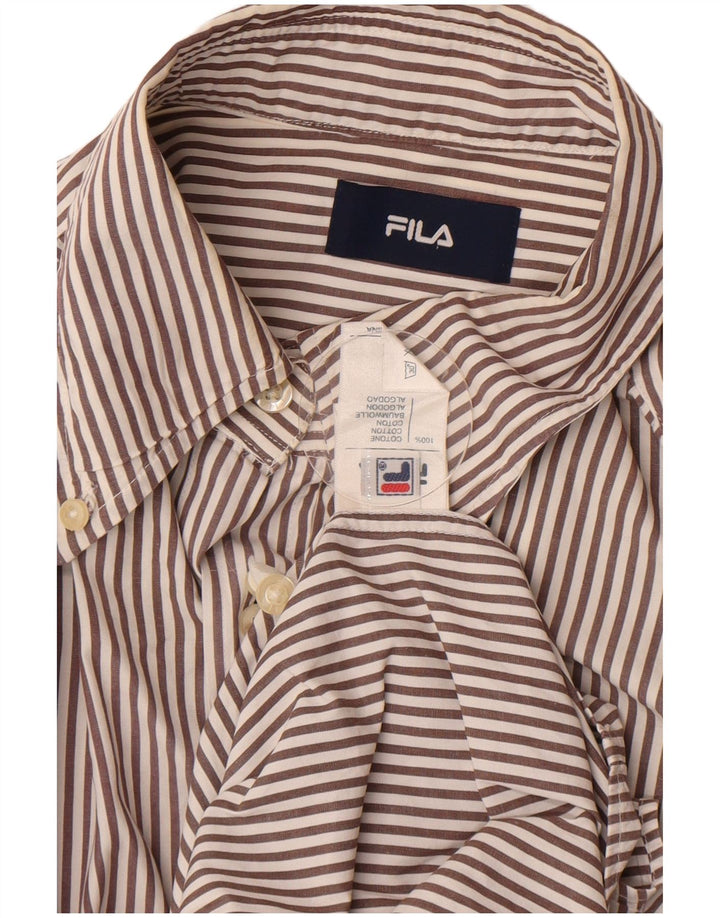 Fila Herrenhemd XL Braun Nadelstreifen Baumwolle