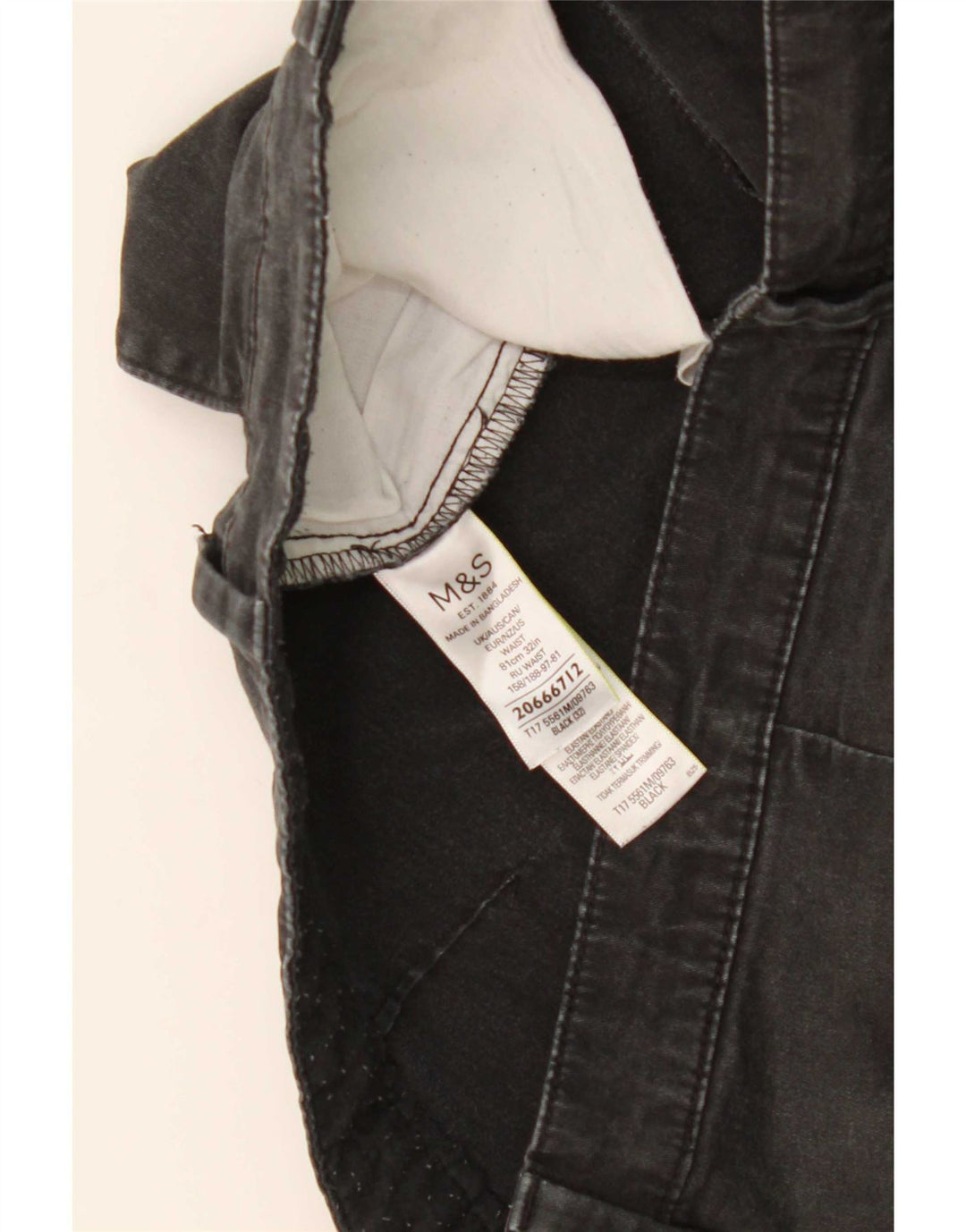 Marks & Spencer Herren Chinoshorts W32 Mittelschwarze Baumwolle