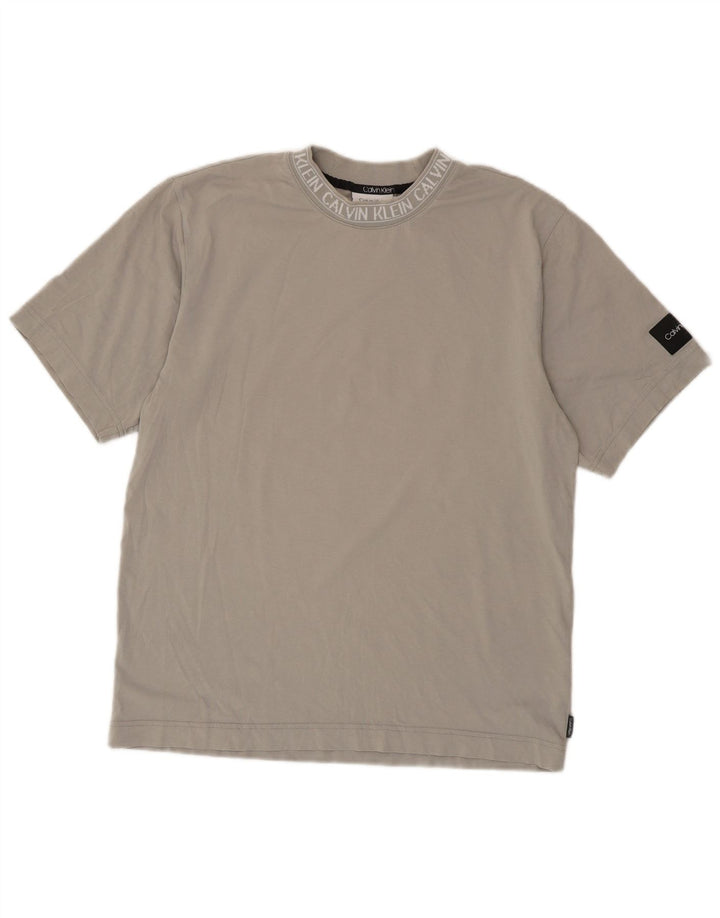 Calvin Klein Herren-T-Shirt mit Grafik, mittelgraue Baumwolle