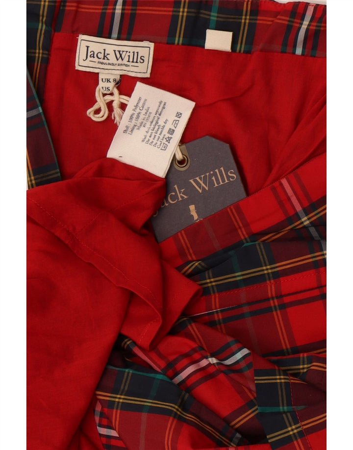 Jack Wills Damen Trägerloses Kleid, Größe S, Rot, Kariert, Polyester