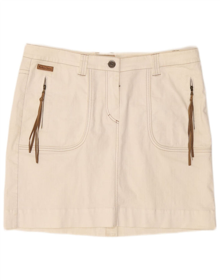 MARLBORO CLASSICS Damen-Minirock mit hoher Taille, EU 50, 3XL, W36, weiße Baumwolle