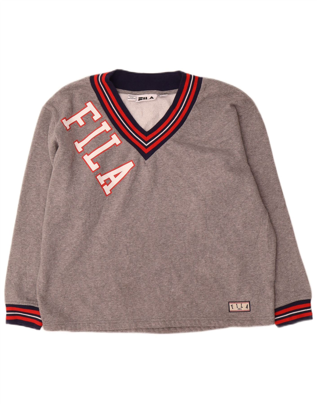 Fila Damen Grafik-Sweatshirt-Pullover UK 14 Large Grau Farbblock