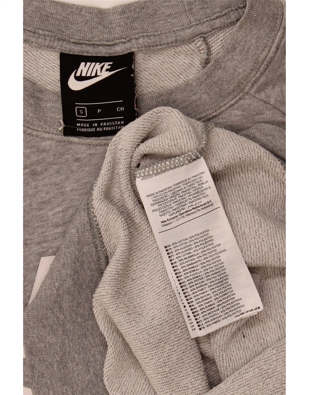 Nike Damen-Sweatshirt mit übergroßem Grafikmotiv, Gr. 10, Größe S, Grau meliert