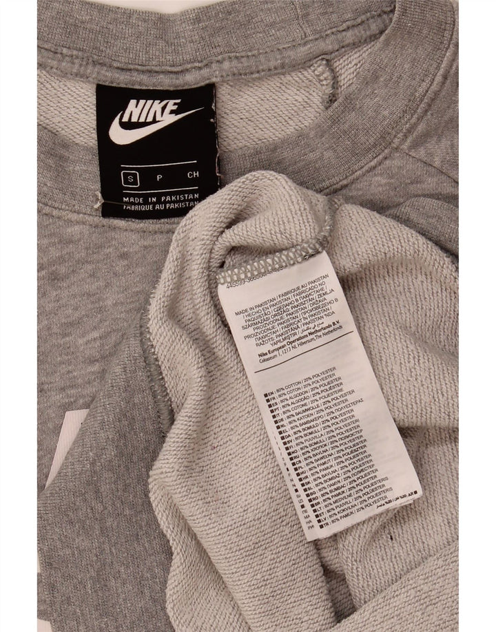 Nike Damen-Sweatshirt mit übergroßem Grafikmotiv, Gr. 10, Größe S, Grau meliert