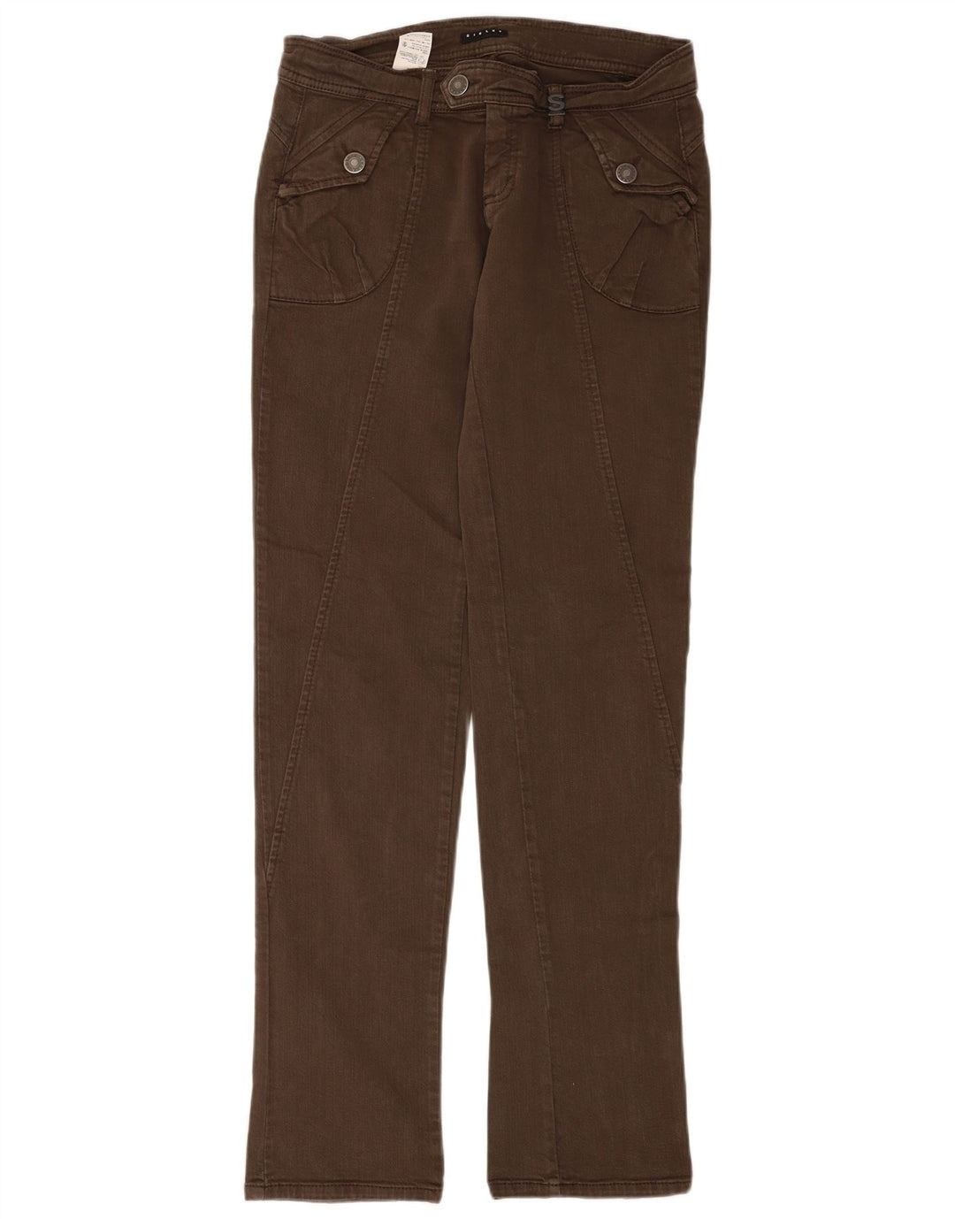 Sisley Damen Straight Jeans IT 44 Medium W30 L34 Braune Baumwolle