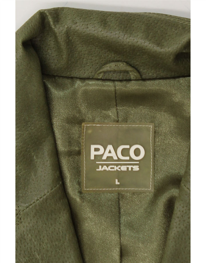 PACO Womens Leather Jacket UK 16 Large Green Leather Vintage Paco and Second-Hand Paco from Messina Hembry 