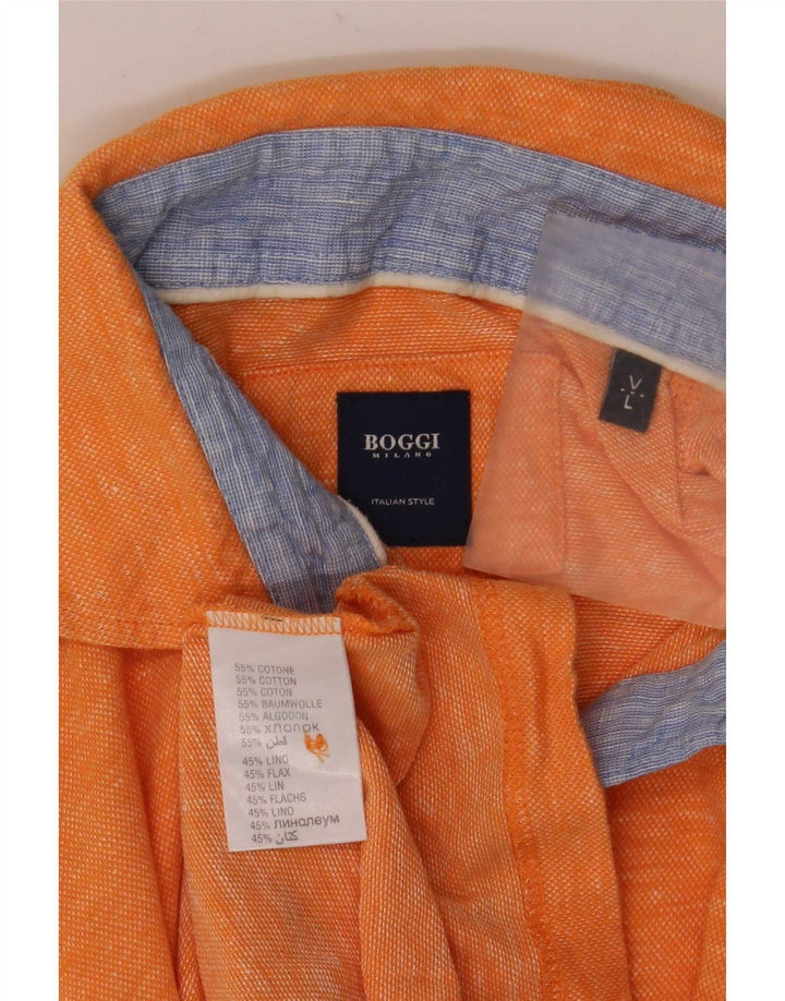 Boggi Herren-Poloshirt, große orange gefleckte Baumwolle
