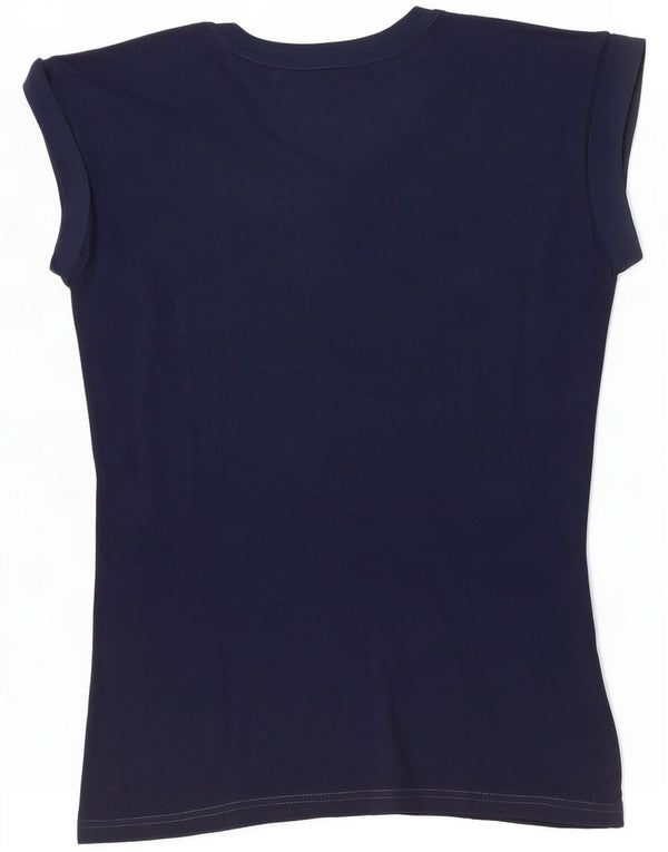 Hard Rock Cafe Damen Madrid Graphic T-Shirt Top UK 10 Small Marineblau