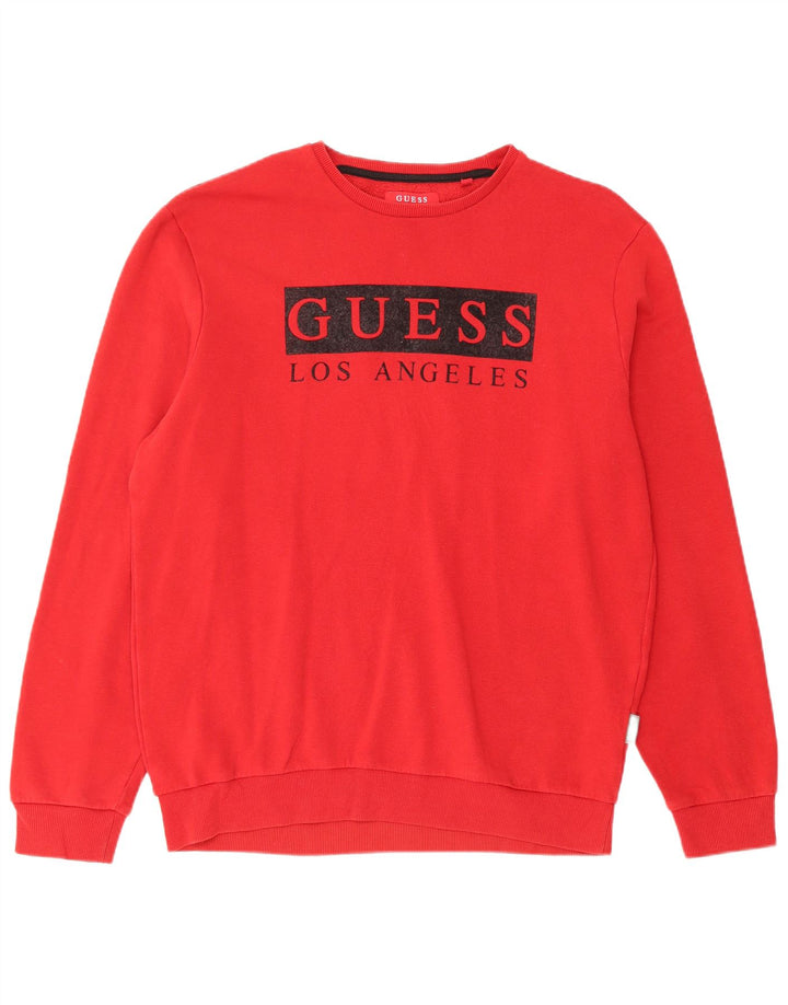 GUESS Herren-Sweatshirt mit Grafik, groß, aus roter Baumwolle