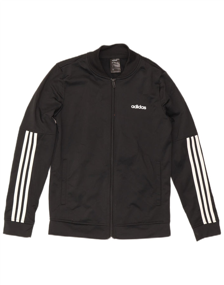 ADIDAS Womens Tracksuit Top Jacket UK 8/10 Small Black Polyester