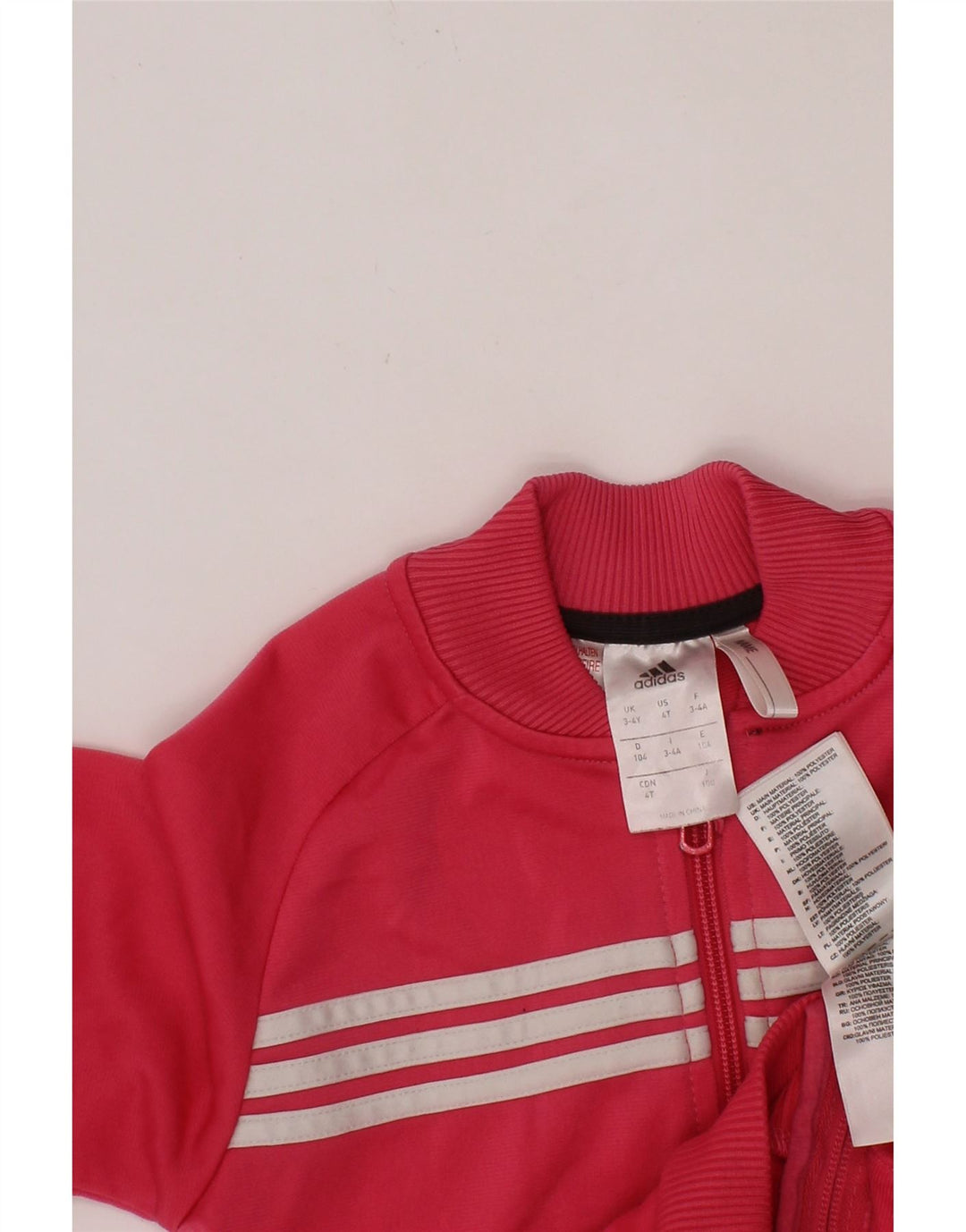 ADIDAS Girls Graphic Tracksuit Top Jacket 3-4 Years Pink Polyester