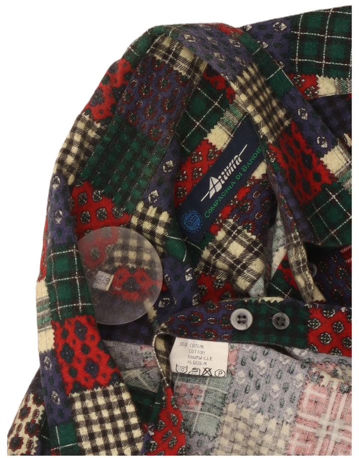 Azzurra Herren-Flanellhemd, Größe 15 3/4 40, mittelgroß, mehrfarbig, Patchwork