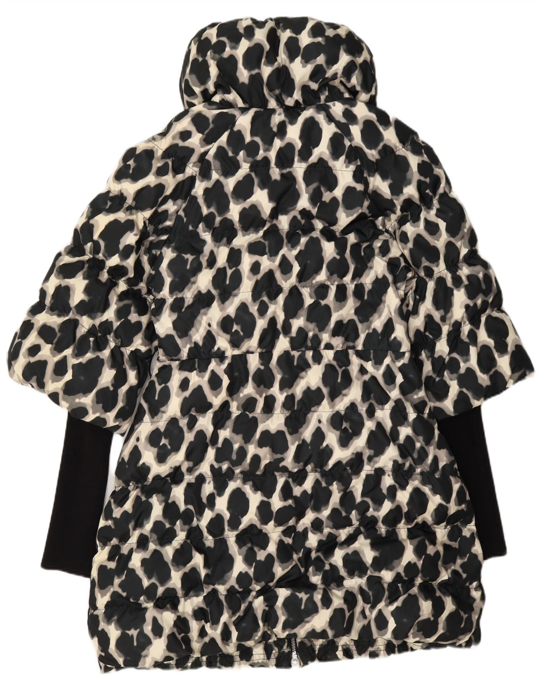 Karen Millen Damen Wattierter Mantel UK 12 Mittelschwarzes Polyester mit Tiermuster