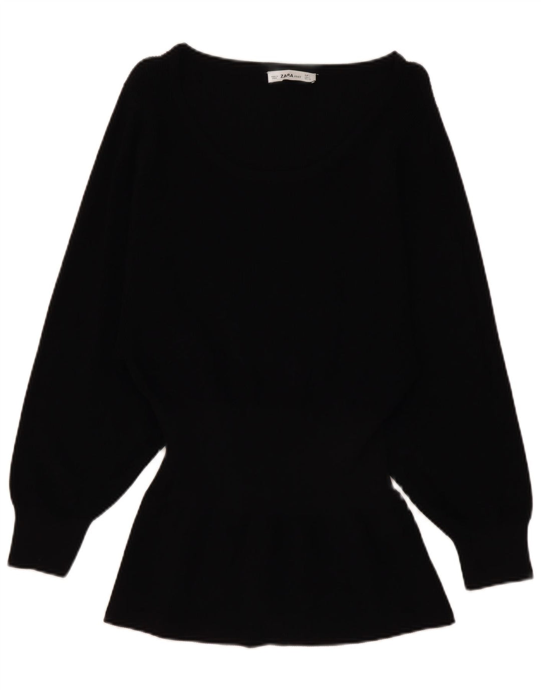Zara Damen Top Langarm UK 14 Große schwarze Viskose