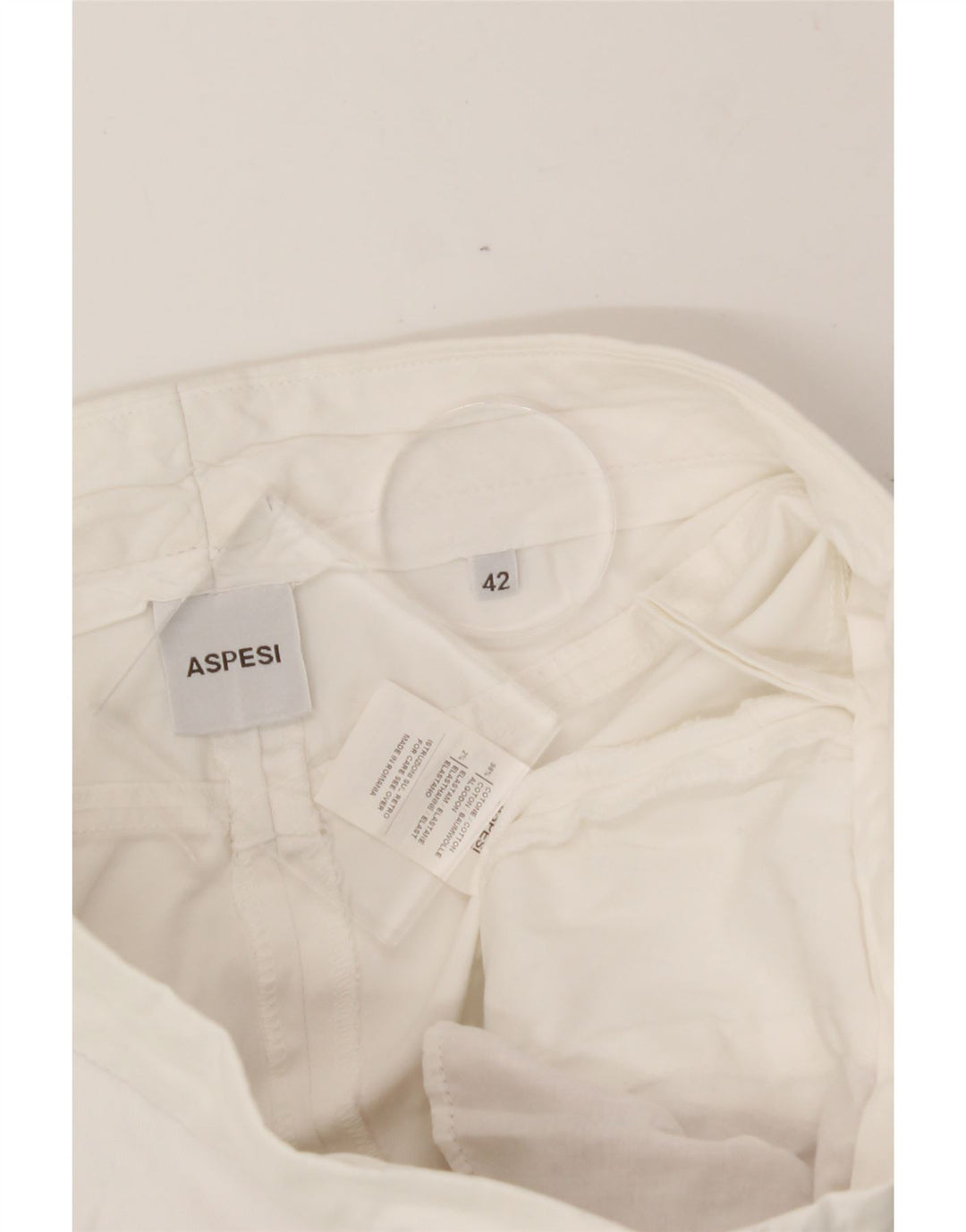 ASPESI Womens Slim Capri Trousers IT 42 Medium W28 L27 White Cotton Vintage Aspesi and Second-Hand Aspesi from Messina Hembry 