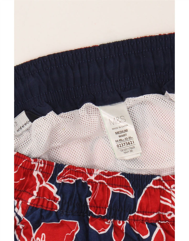Marks & Spencer Herren-Badeshorts aus Polyester in mittlerem Marineblau mit Blumenmuster