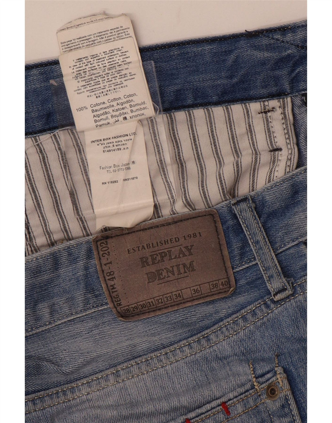 Replay Herren Straight Jeans W34 L32 Blaue Baumwolle