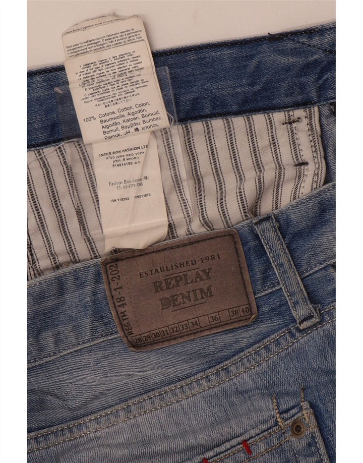 Replay Herren Straight Jeans W34 L32 Blaue Baumwolle