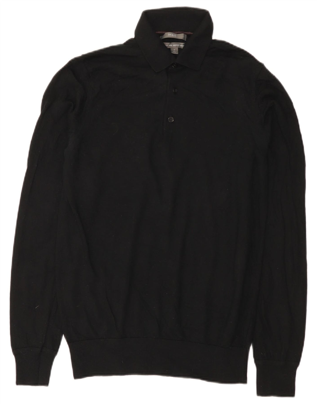 Marks & Spencer Herren-Pullover mit Rollkragen, Größe S, schwarze Merinowolle