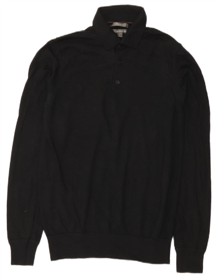 Marks & Spencer Herren-Pullover mit Rollkragen, Größe S, schwarze Merinowolle