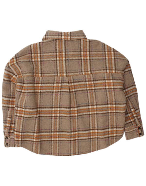 NATIVE YOUTH Damen Übergroßes Flanellhemd UK 14 Mittelbeige kariert